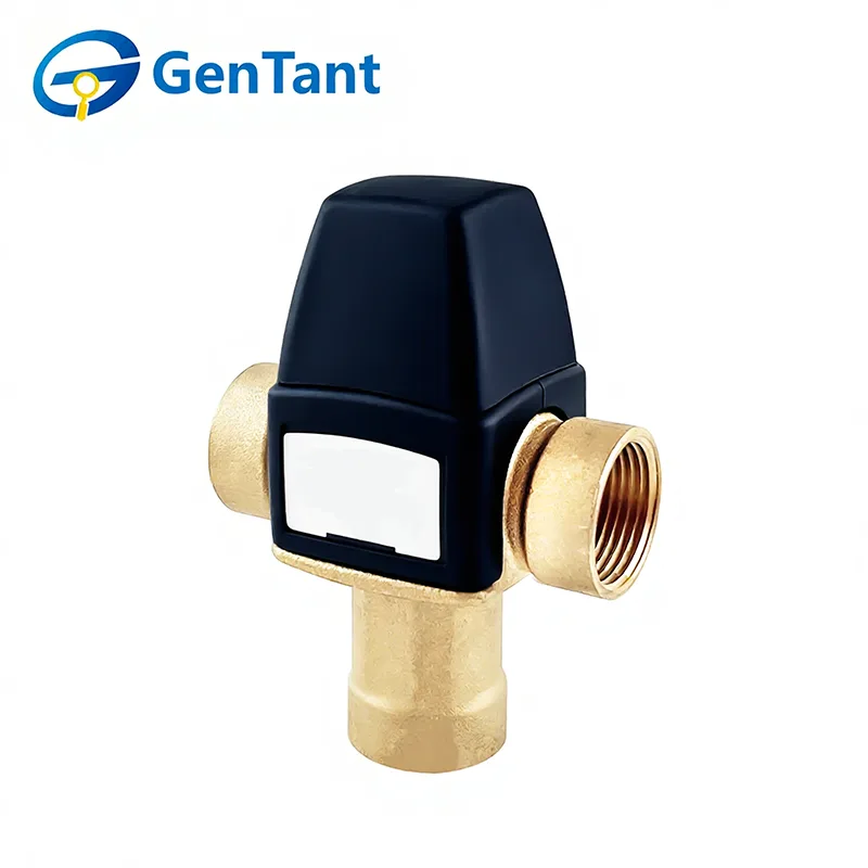 바닥 물 배출구가 있는 온도 조절 혼합 밸브