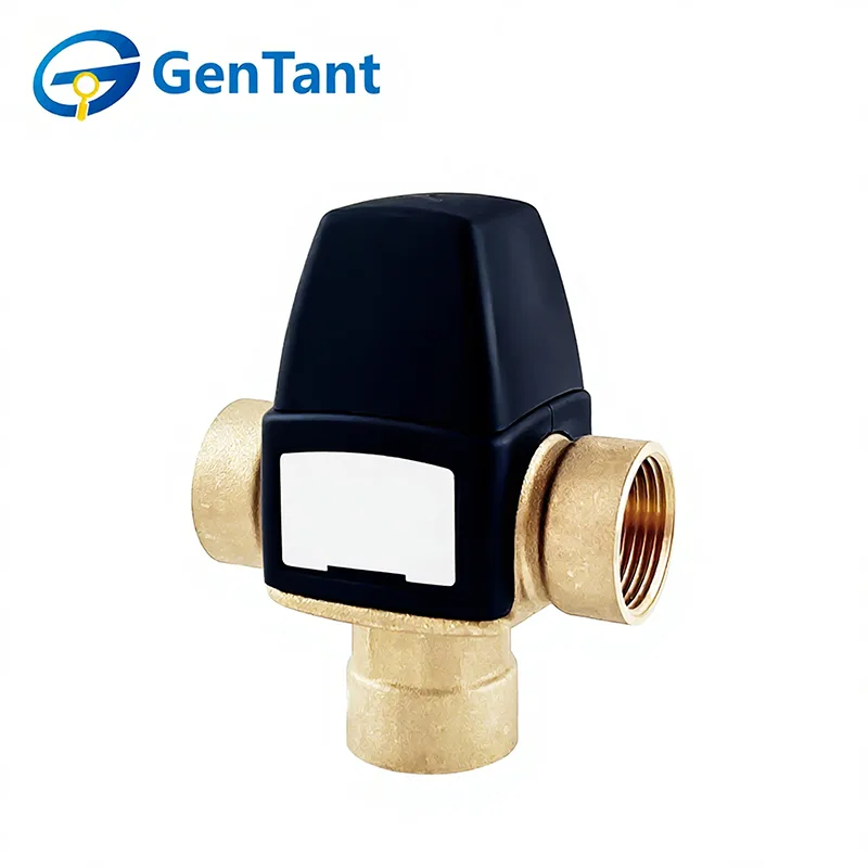 측면 물 배출구가 있는 온도 조절 혼합 밸브